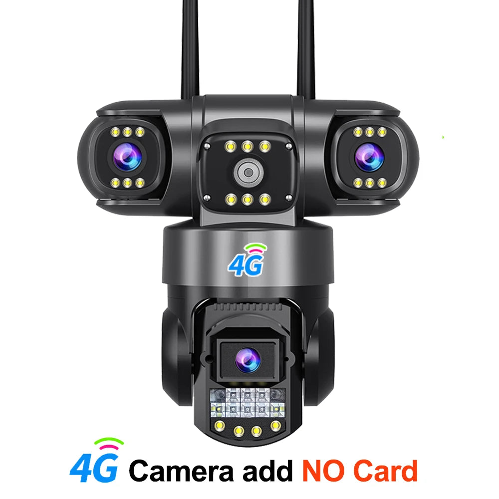 12MP 4G LTE Smart Security Camera with SIM Card Slot - 3-in-1 Multi-Lens, Color Night Vision | V380 Pro App