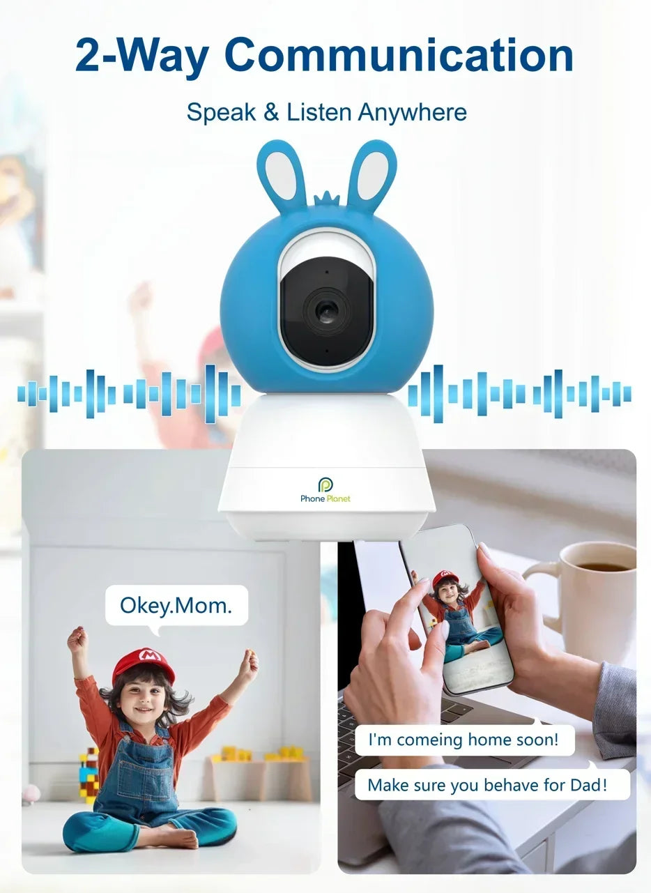 VRYNTO Dual-Band Smart Baby Monitor – 2.4G+5G HD WiFi Security Camera with AI Cry Detection & Panoramic View