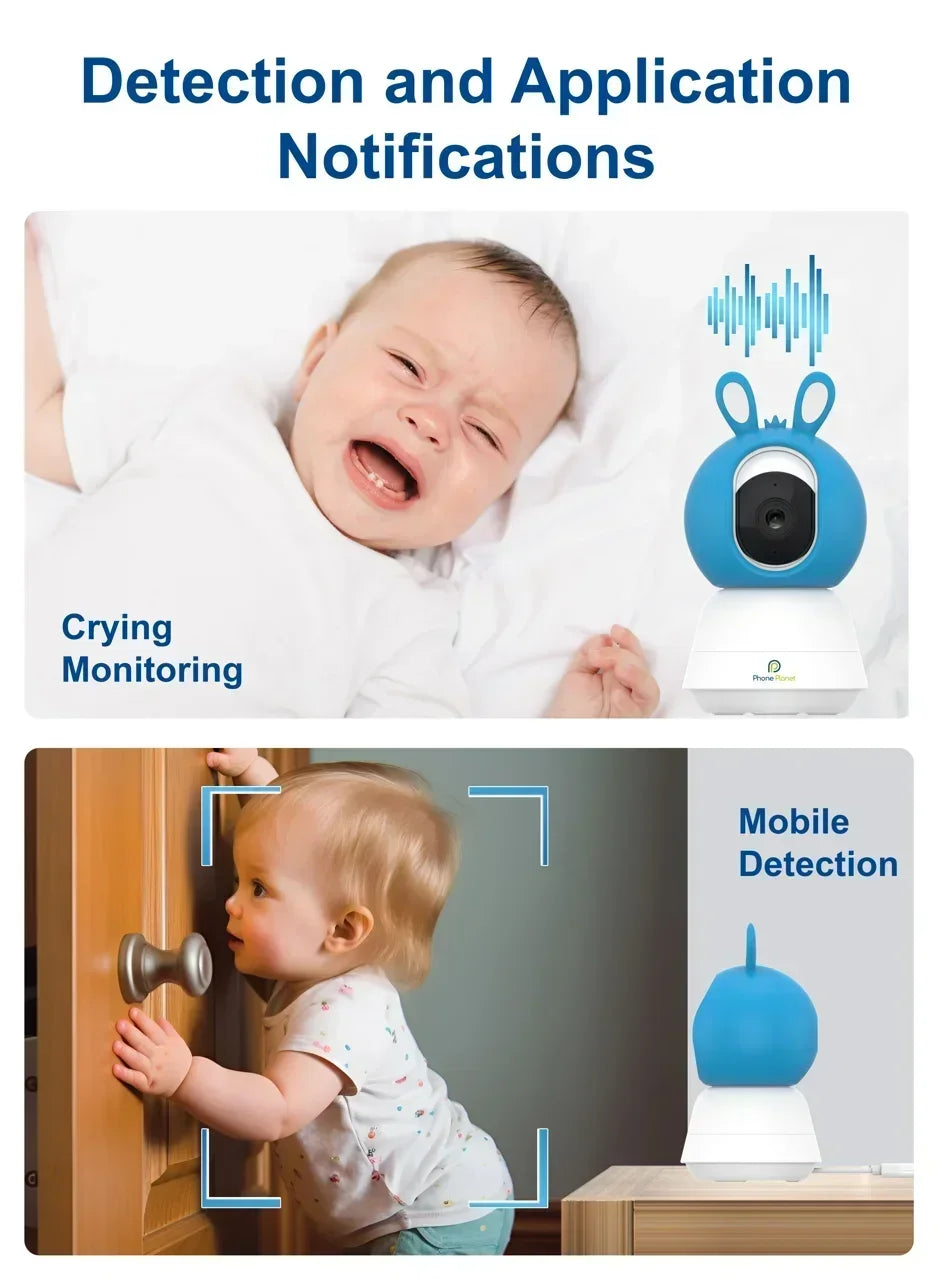 VRYNTO Dual-Band Smart Baby Monitor – 2.4G+5G HD WiFi Security Camera with AI Cry Detection & Panoramic View