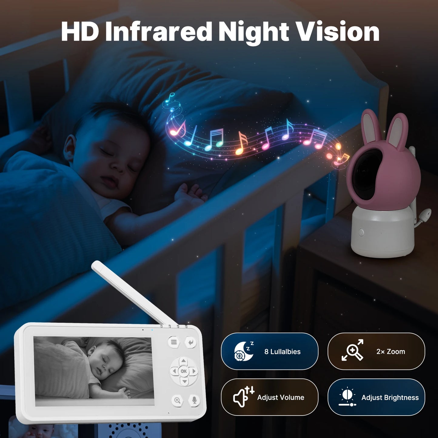 MOES Tuya WiFi Smart Baby Monitor – 4.5" Screen with Mobile App Control, 1080P HD & AI Detection