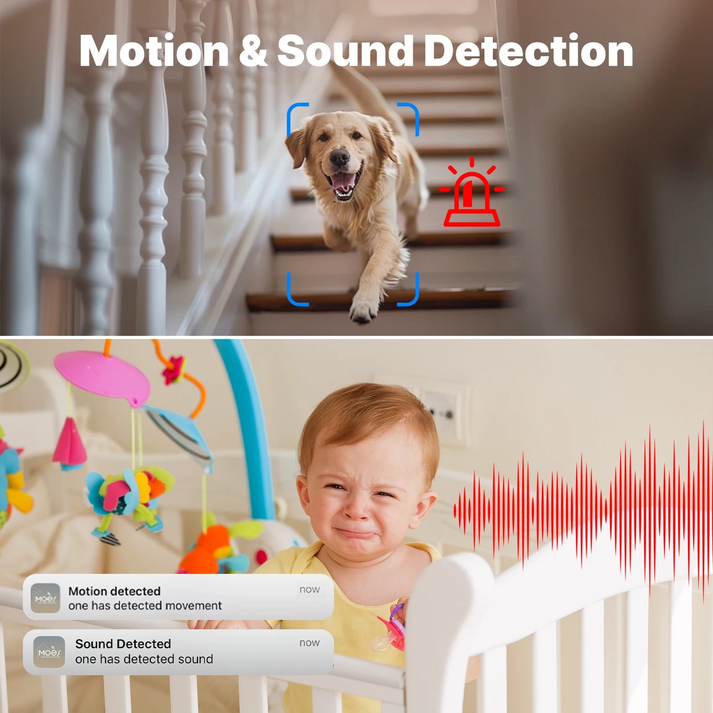 MOES Tuya WiFi Smart Baby Monitor – 4.5" Screen with Mobile App Control, 1080P HD & AI Detection