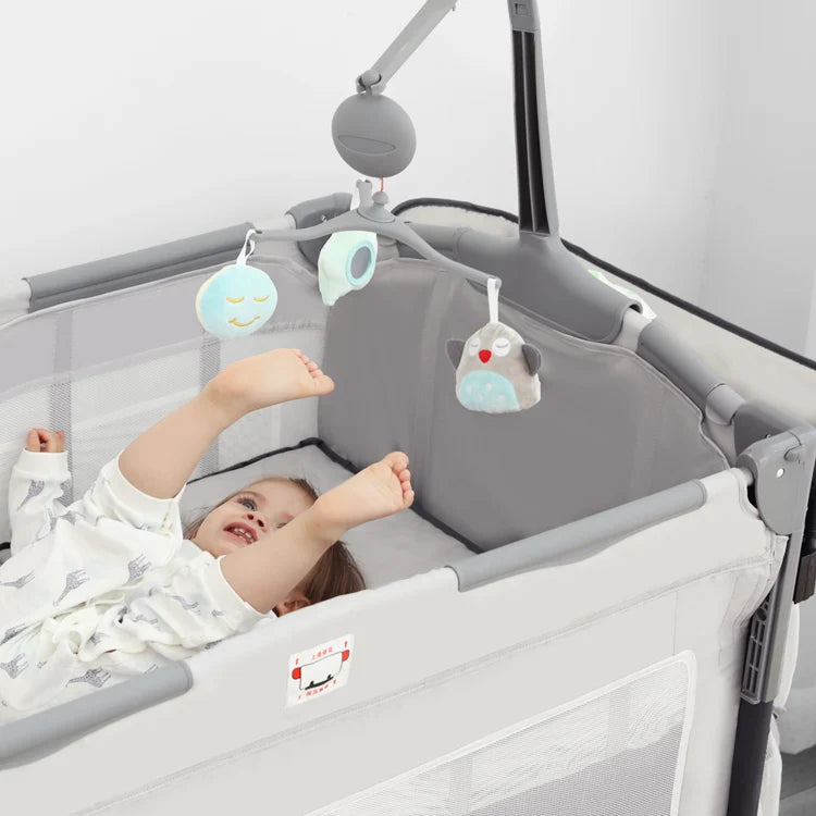 4-in-1 Convertible Baby Crib & Travel Playard with Changing Table and Organizer