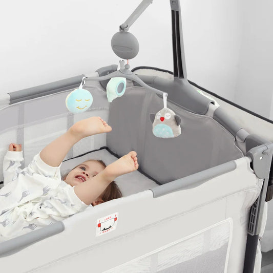 4-in-1 Convertible Baby Crib & Travel Playard with Changing Table and Organizer