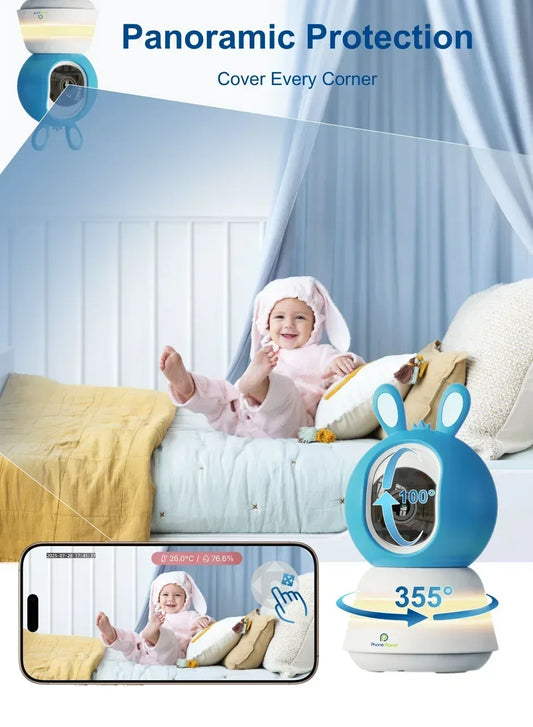 VRYNTO Dual-Band Smart Baby Monitor – 2.4G+5G HD WiFi Security Camera with AI Cry Detection & Panoramic View