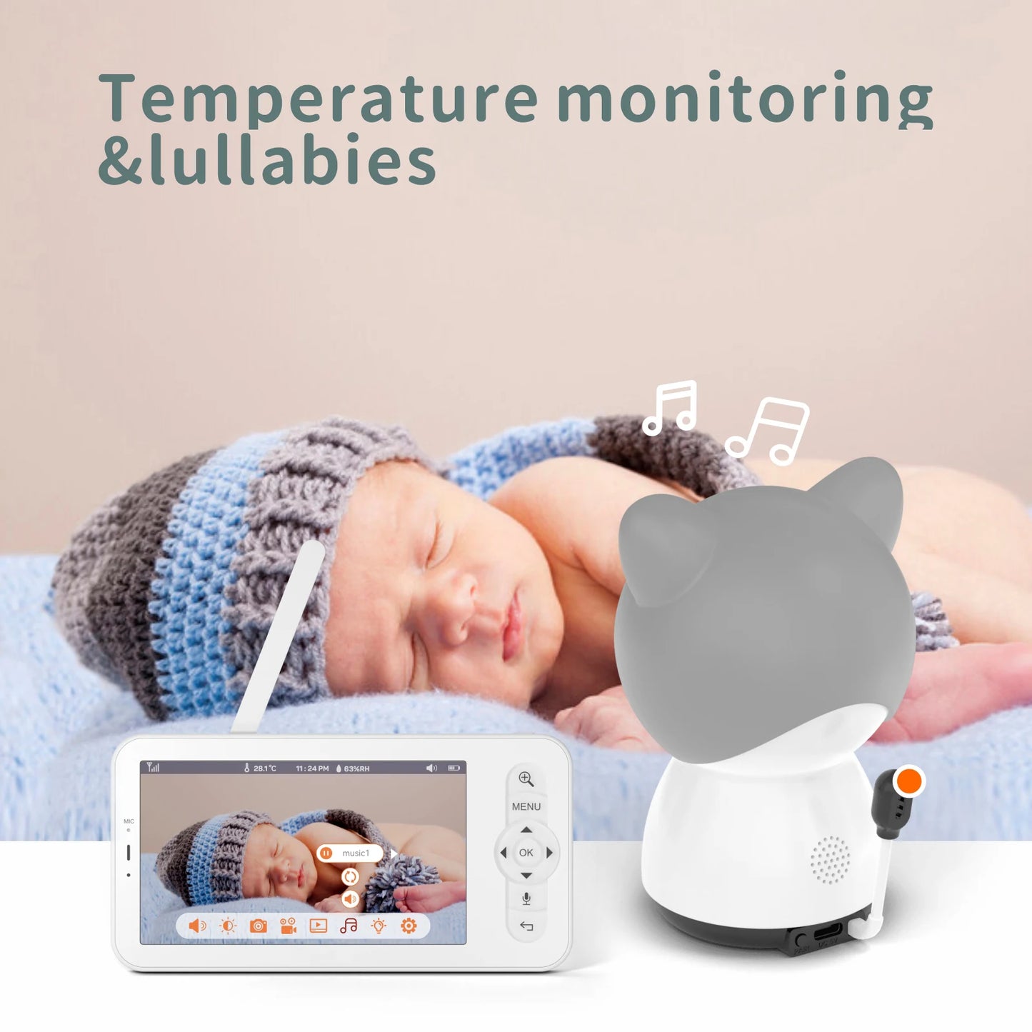 VRYNTO 5" LCD Smart Baby Monitor