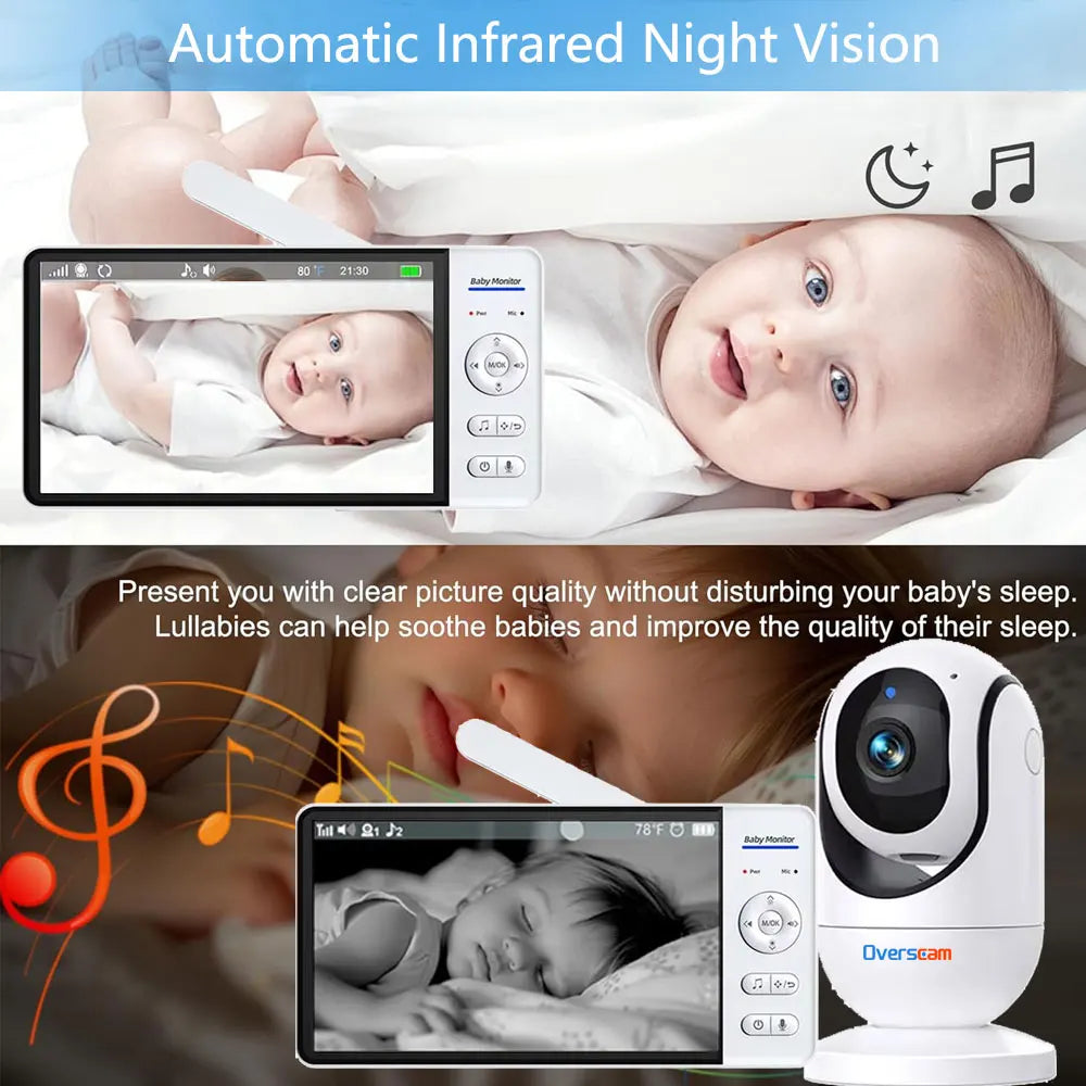 VRYNTO™ 7" Large HD Video Baby Monitor – 5000mAh Battery with 360° Auto Tracking