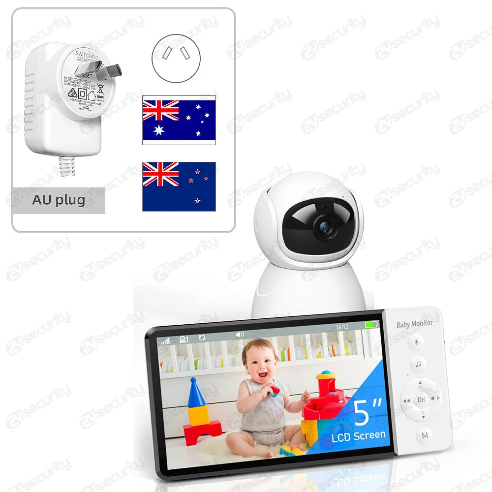 Premium 5" HD Baby Monitor with PTZ Camera - 5000mAh Battery, VOX Mode, Night Vision & Two-Way Talk - No WiFi Needed (Secure & Private