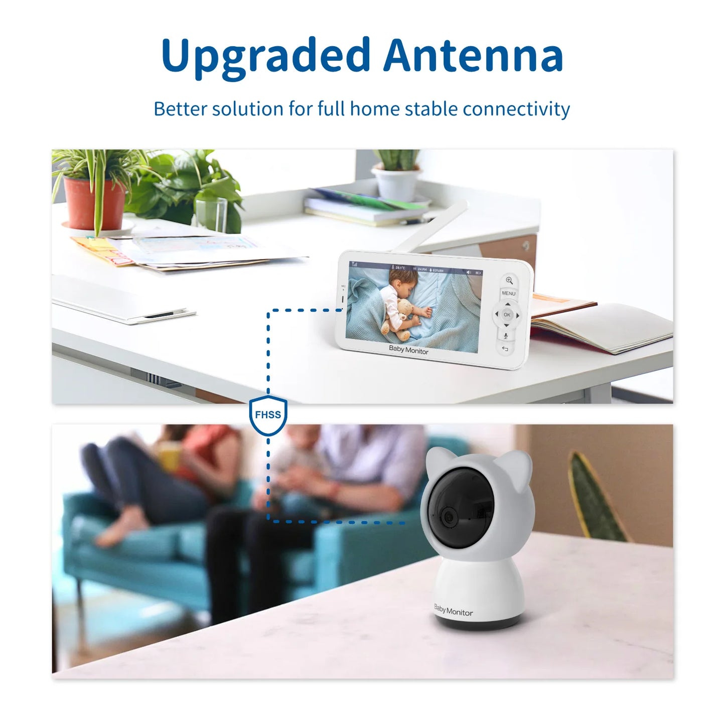 VRYNTO Smart Baby Monitor - 5" 1080P HD Display, 3000mAh Battery, Night Vision & Dual-Band Connection