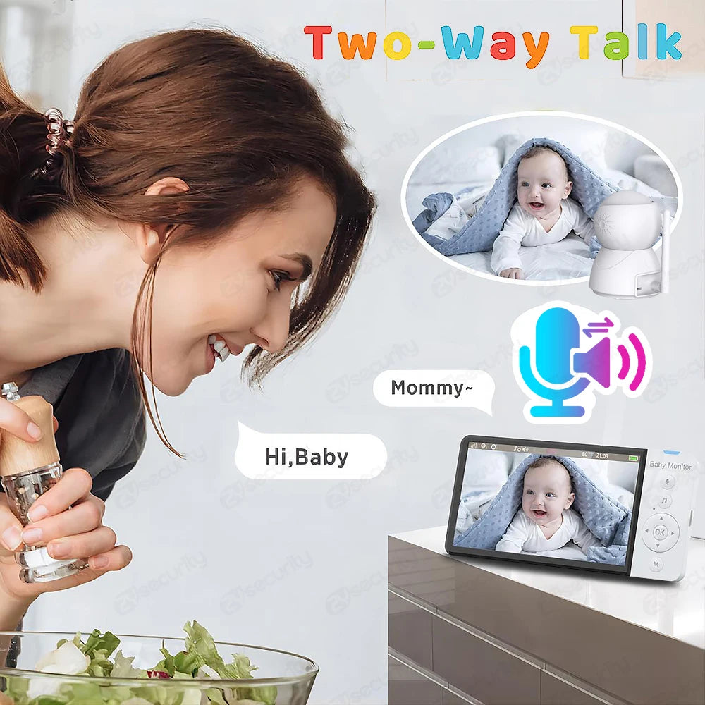 Premium 5" HD Baby Monitor with PTZ Camera - 5000mAh Battery, VOX Mode, Night Vision & Two-Way Talk - No WiFi Needed (Secure & Private