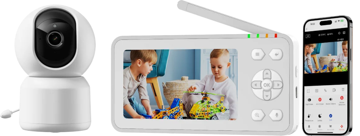 VRYNTO 4.3" Screen WiFi Baby Monitor – 1080P HD Camera with Phone App Control & Night Vision