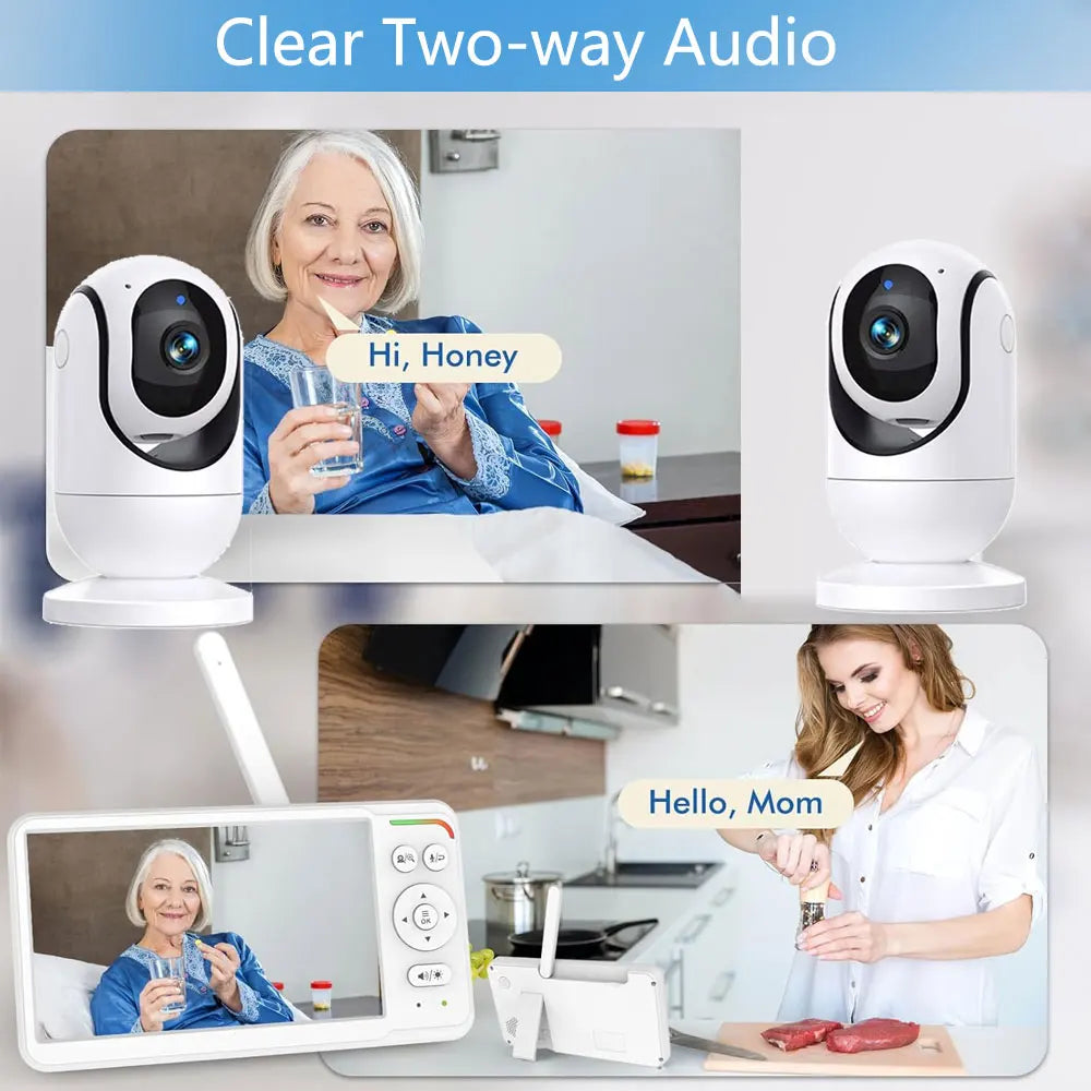 VRYNTO™ 7" Large HD Video Baby Monitor – 5000mAh Battery with 360° Auto Tracking