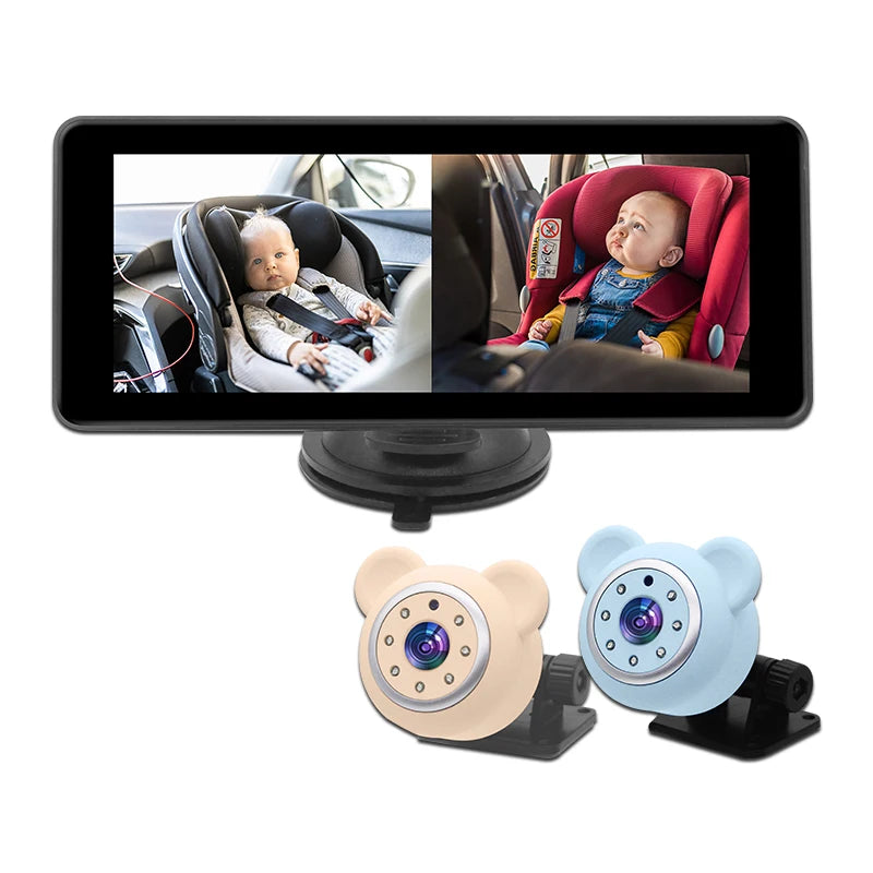 VRYNTO 6.86" Dual HD Baby Car Monitor - Wide IPS Screen for Backseat Safety & Crystal Clear Night Vision