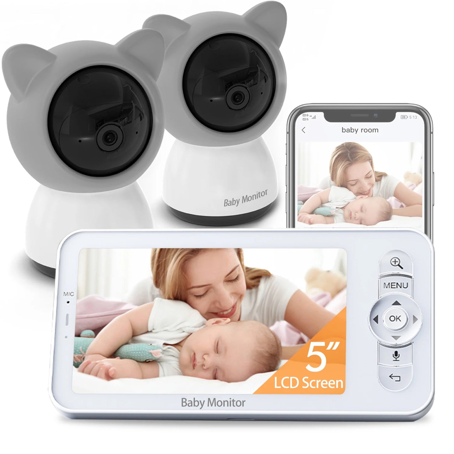 VRYNTO 5" LCD Smart Baby Monitor