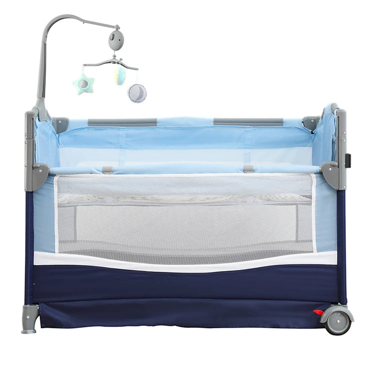 4-in-1 Convertible Baby Crib & Travel Playard with Changing Table and Organizer