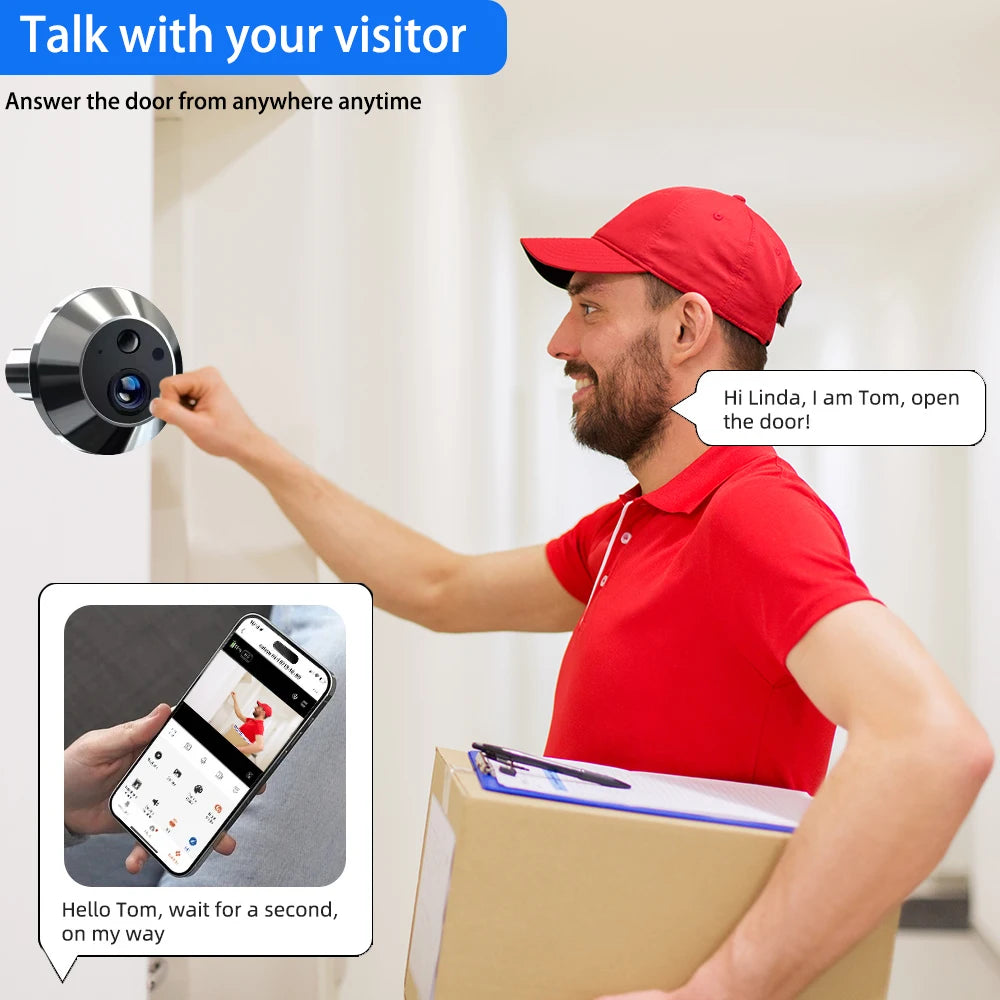 VRYNTO 5MP Smart WiFi Digital Door Viewer – 4.3" LCD Screen, PIR Motion Detection & Tuya Smart Life App Control