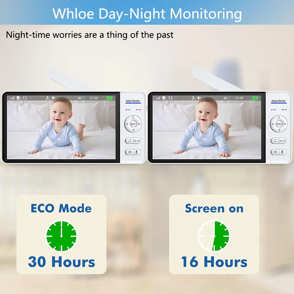 VRYNTO™ 7" Large HD Video Baby Monitor – 5000mAh Battery with 360° Auto Tracking