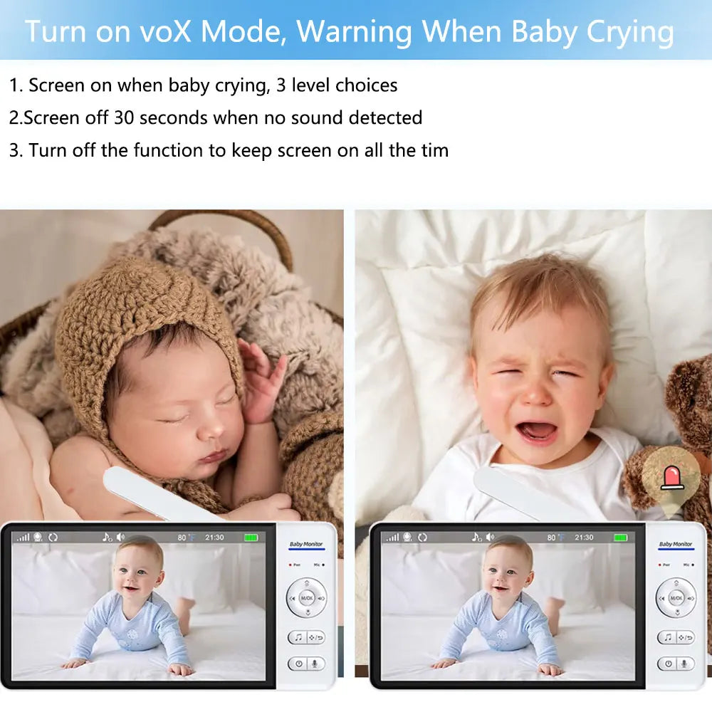 VRYNTO™ 7" Large HD Video Baby Monitor – 5000mAh Battery with 360° Auto Tracking